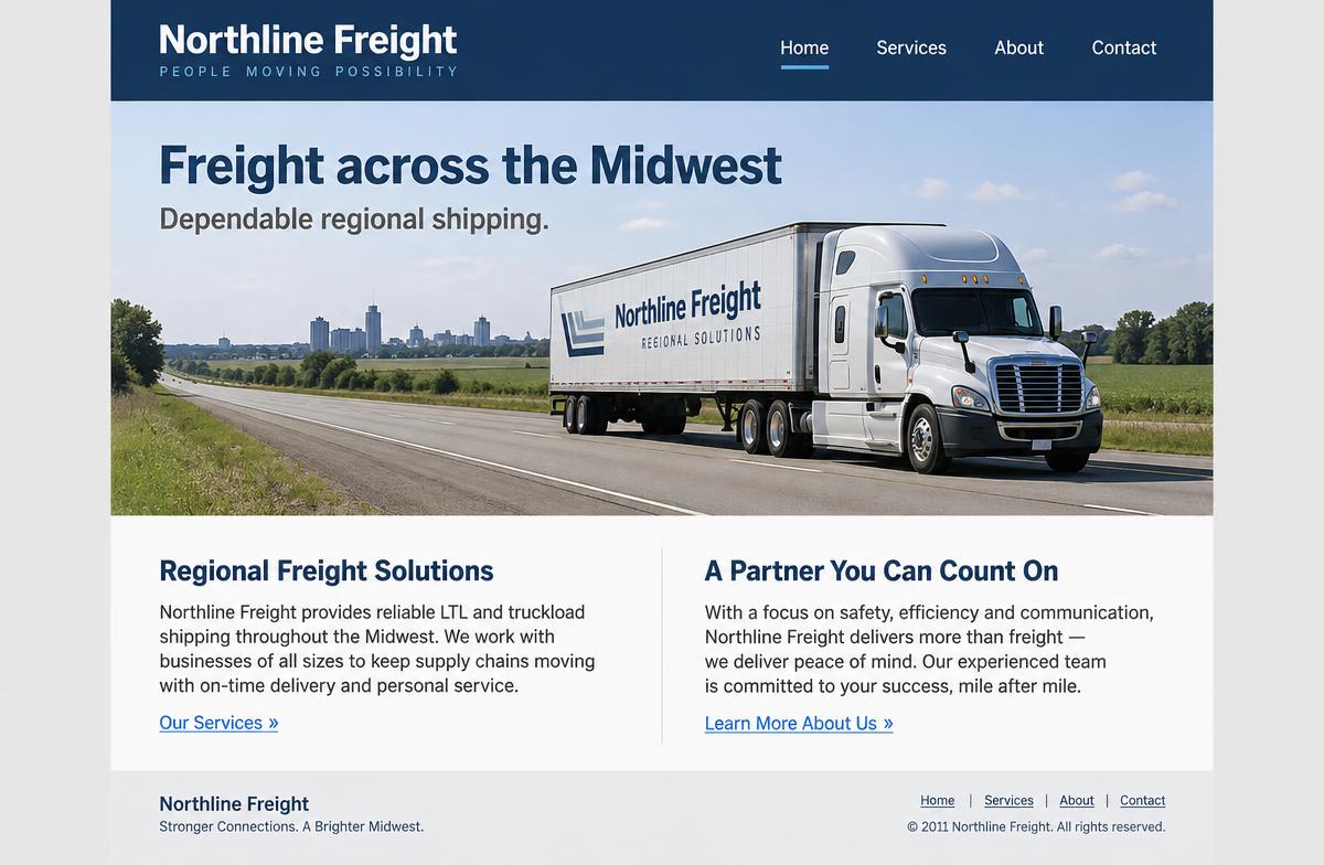Illustrative Northline Freight website design for 2011; not an archived capture