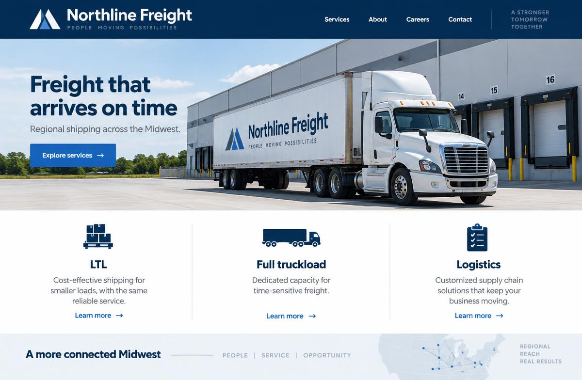 Illustrative Northline Freight website design for 2016; not an archived capture